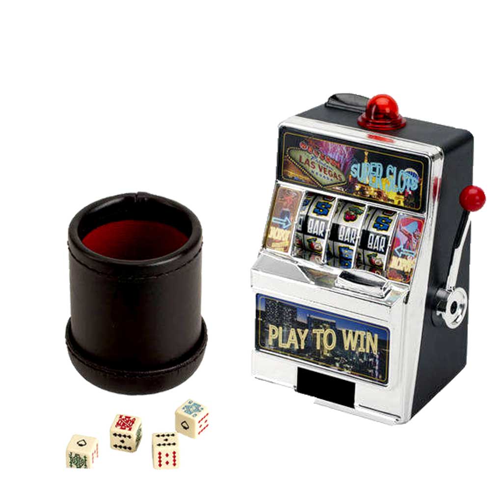 SLOT Machine 7.75" Mini  + DICE Cup Deluxe With Poker Dice | TRAVEL SET